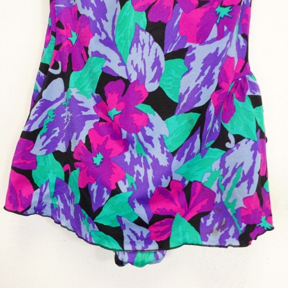 Vintage MAXINE OF HOLLYWOOD Swim dress 16 XL One Piece Purple Black Made in USA - Picture 4 of 12